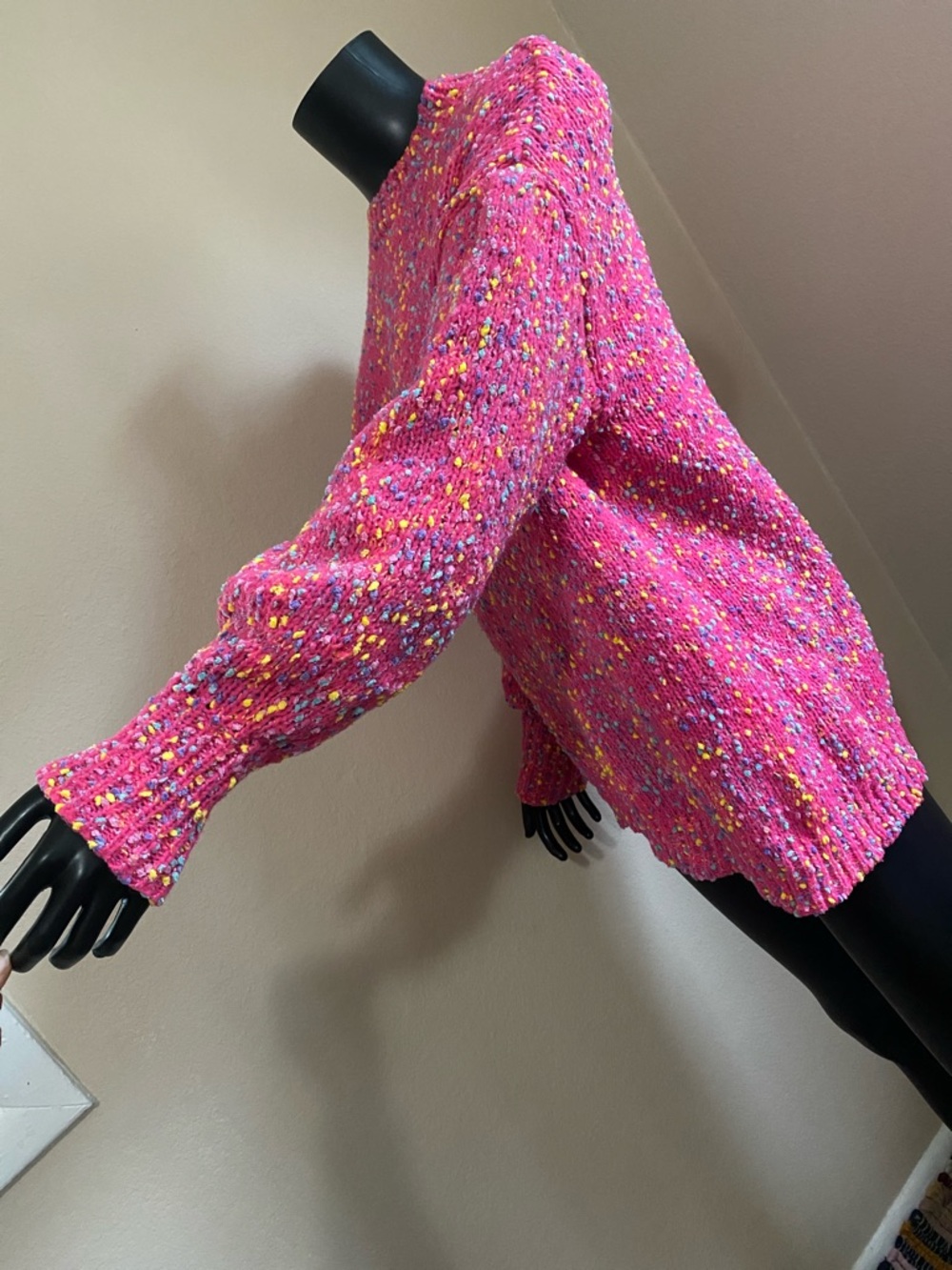 Cozy Pink Speckled Knit Sweater Kawaii Cute - Picture 4 of 9